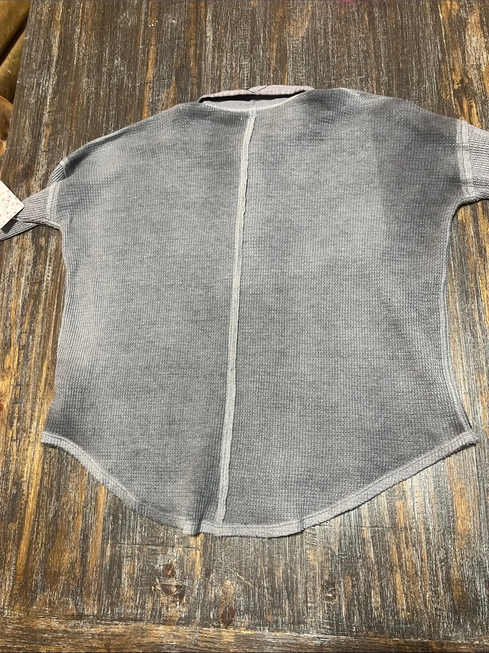 New With Tags Free People Gray Waffle Knit Collared Top